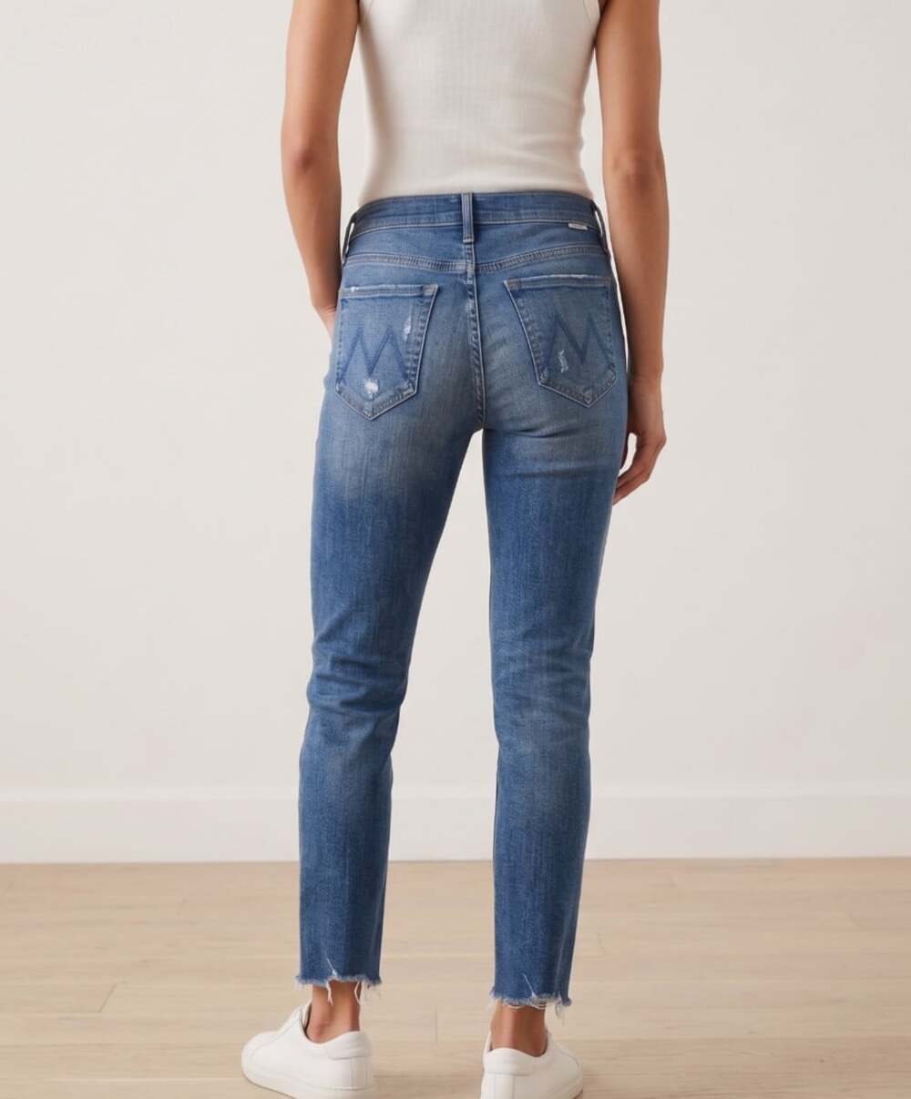Mother The Rascal Ankle Size 26 Womens Denim Distressed Hem Straight Leg Jeans